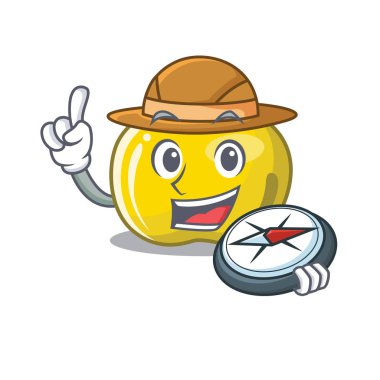 Explorer sarı elma maskot ile izole