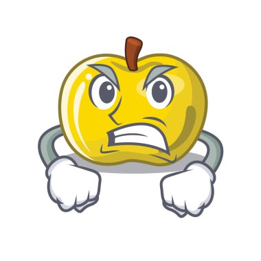 Kızgın sarı elma maskot ile izole