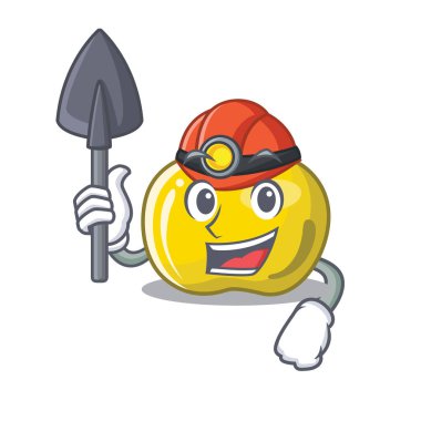 Madenci sarı elma maskot ile izole