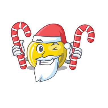 Bir karikatür sepeti şeker sarı elma ile Santa