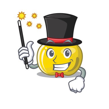 Bir karikatür sepeti büyücü sarı elma