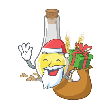 Noel Baba hediye buğday tohumu yağı karikatür masada