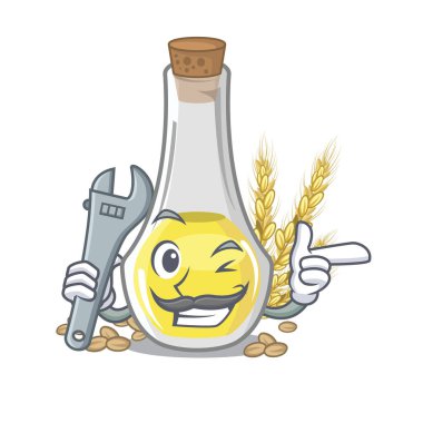 Karikatür masasında mekanik buğday tohumu yağı