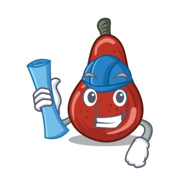 Bir karikatür sepetinde mimar kırmızı armut