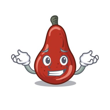 Bir karikatür sepetinde kırmızı armut sırıtış