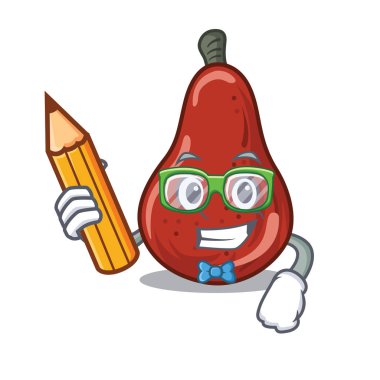 Bir karikatür sepeti öğrenci kırmızı armut