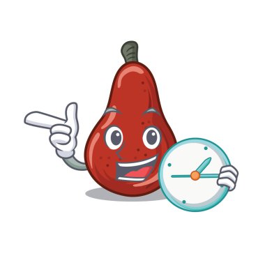 Bir karikatür sepeti saat kırmızı armut ile