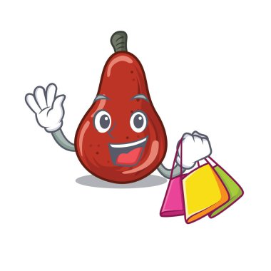 Bir karikatür sepeti kırmızı armut alışveriş