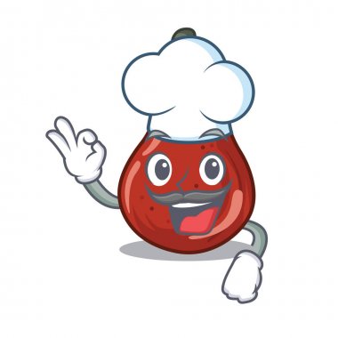 Karikatür sepetinde Şef kırmızı armut