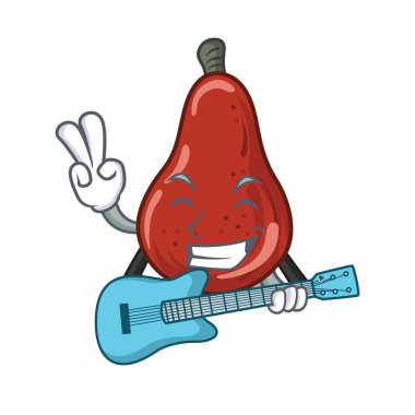 Maskot izole gitar kırmızı armut ile
