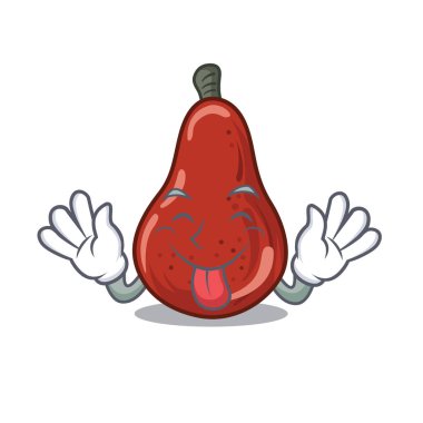 Dil dışarı kırmızı armut koymak içine karikatür buzdolabı