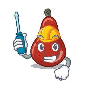 Otomobil kırmızı armut karikatür buzdolabına koydu