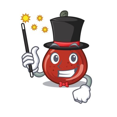 Büyücü kırmızı armut karikatür buzdolabına koydu