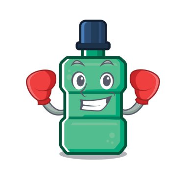 İzole karikatür ile boks ağız yıkama