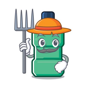 İzole karikatür ile çiftçi ağız yıkama