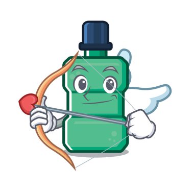 İzole karikatür ile Cupid ağız yıkama