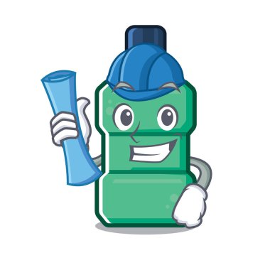 Bir banyoda mimar karikatür ağız yıkama