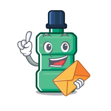 Bir banyoda zarf karikatür ağız yıkama ile