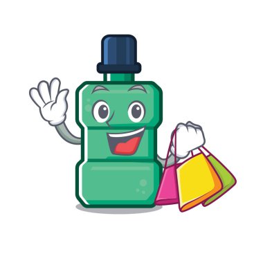 Bir banyoda alışveriş karikatür gargara