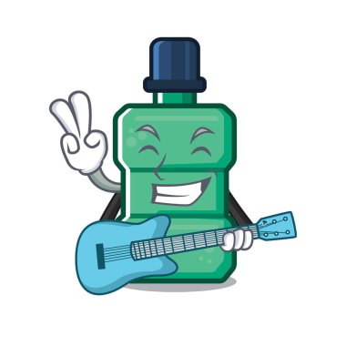 Bir karakter şeklinde gitar ağız yıkaması ile