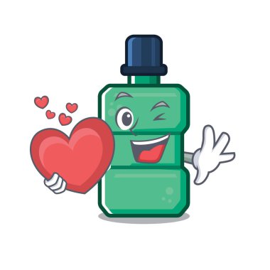 Bir karakter şeklinde kalp ağız yıkaması ile