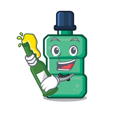 Bir lavabo maskotu üzerinde bira ağız yıkaması ile