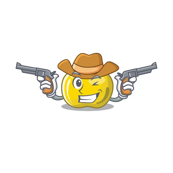 Cowboy gelben Apfel die Scheiben Cartoon-Form — Stockvektor