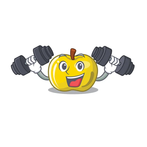 フィットネス黄色リンゴスライス漫画の形 — ストックベクタ