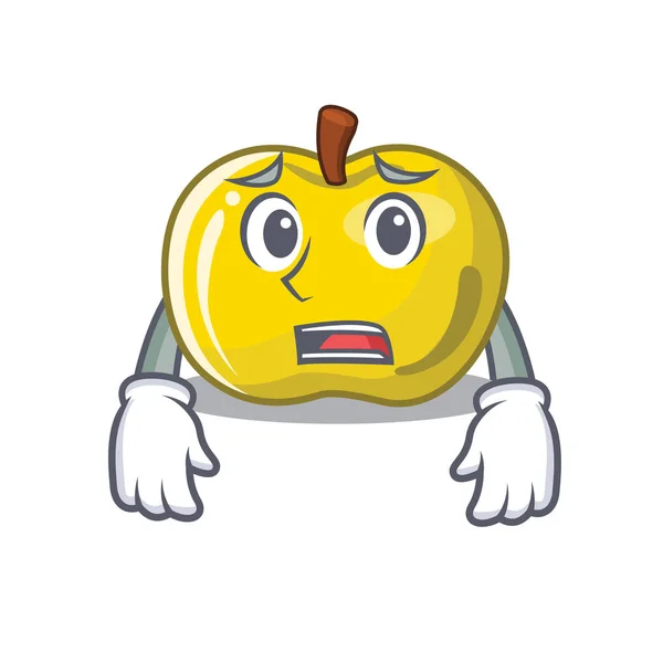 Pomme jaune effrayée isolée avec la mascotte — Image vectorielle