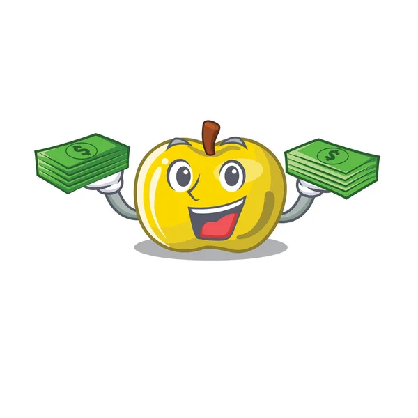 S prachákem žlutým jablkem izolovaným maskotem — Stockový vektor