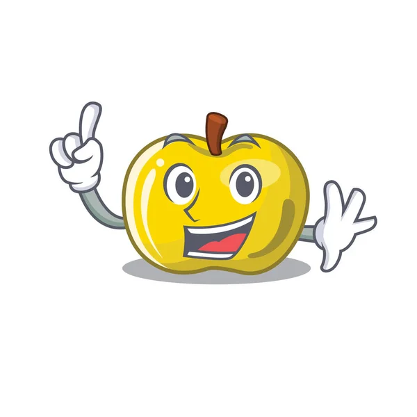 Apel kuning jari dalam keranjang kartun - Stok Vektor