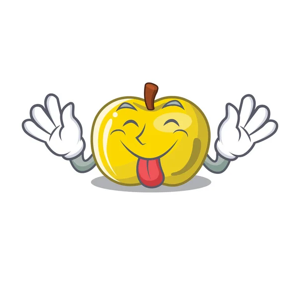 ลิ้นออกแอปเปิ้ลสีเหลืองในตะกร้าการ์ตูน — ภาพเวกเตอร์สต็อก