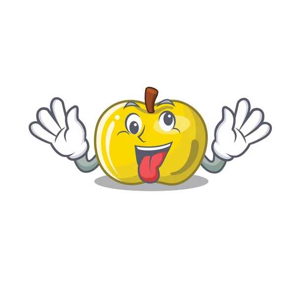 แอปเปิ้ลสีเหลืองบ้าในตะกร้าการ์ตูน — ภาพเวกเตอร์สต็อก
