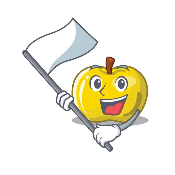 Dengan bendera apel kuning dalam keranjang kartun - Stok Vektor