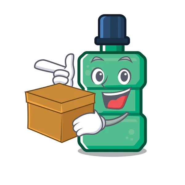 Με κουτί καρτούν στοματικό διάλυμα στο μπάνιο — Διανυσματικό Αρχείο