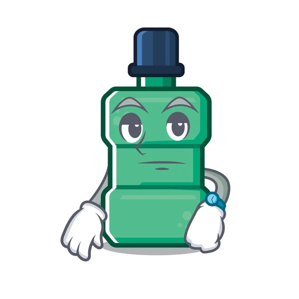 Waiting mouthwash above the a sink mascot — Stock Vector