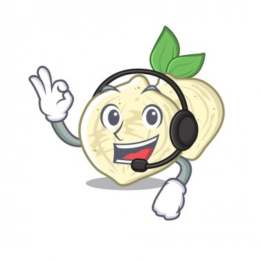 Bir karikatür şeklinde kulaklık Jicama ile