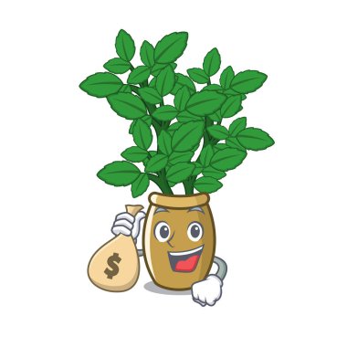 Para çantası ile limon Balm karakter izole