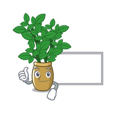 Başparmak yukarıya ile Yönetim Kurulu limon Balm izole içinde belgili tanımlık karakter