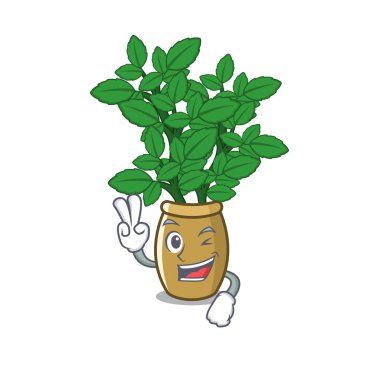 Bir maskot pot iki parmak limon Balm