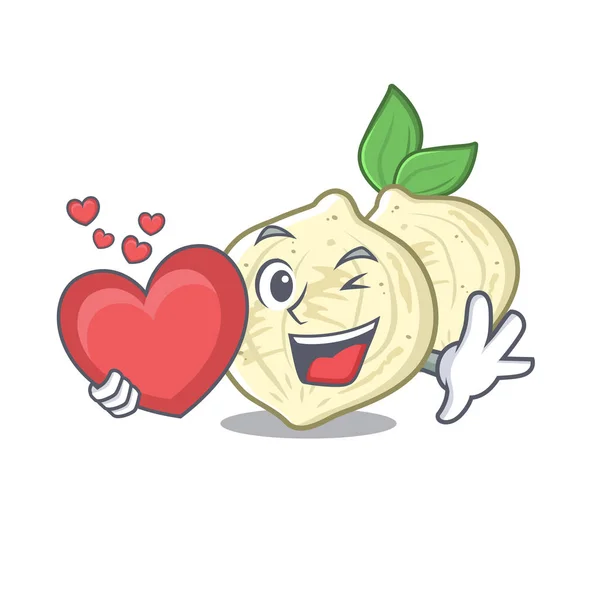 Με καρδιά Χίκαμα φρούτων στο ψυγείο χαρακτήρα — Διανυσματικό Αρχείο