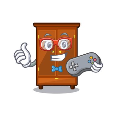 Bir karikatür izole Gamer dolap
