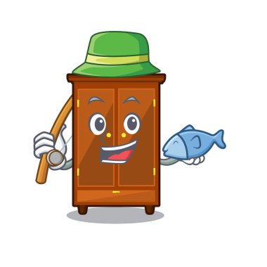 Bir karikatür izole balıkçılık dolap