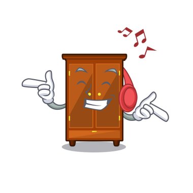Bir karikatür izole müzik dolap dinleme