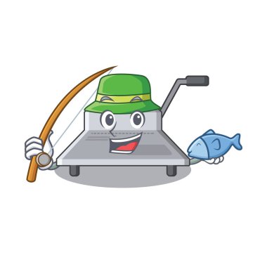 Ahşap masa karikatür üzerinde balıkçılık bağlayıcı makine