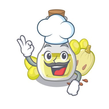 Karikatür şişe içinde Şef üzüm tohumu yağı