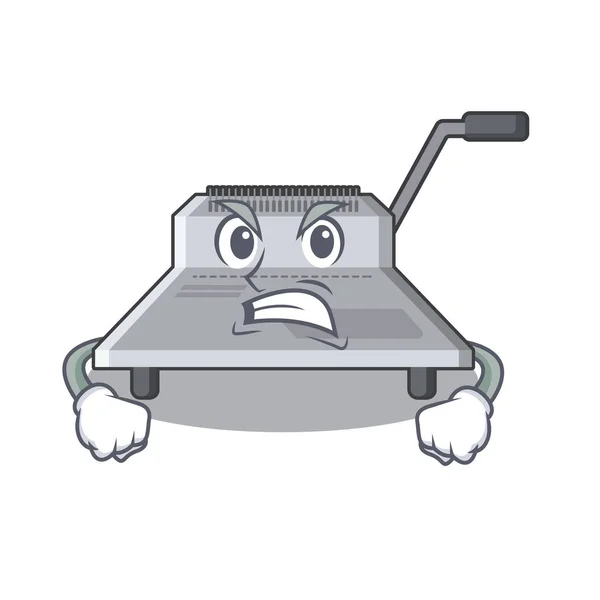 Machine de reliure en colère au-dessus du dessin animé de table en bois — Image vectorielle