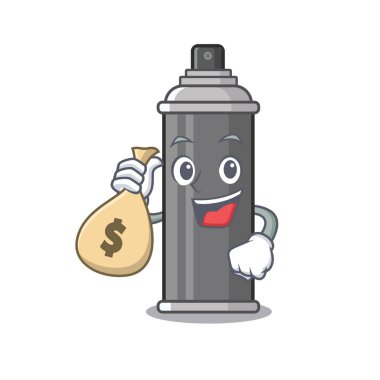 Para çantası saç spreyi ile maskot ile izole