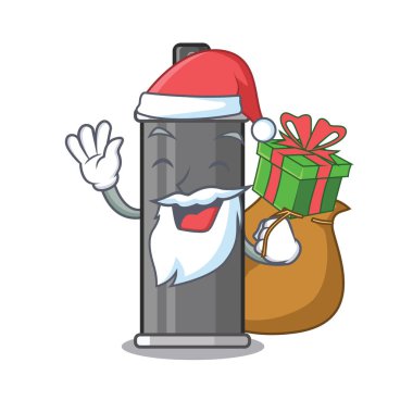 Bir karikatür çanta hediye saç sprey ile Santa