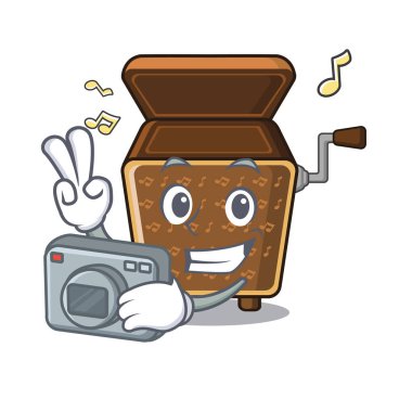 Maskot şeklinde fotoğrafçı müzik kutusu